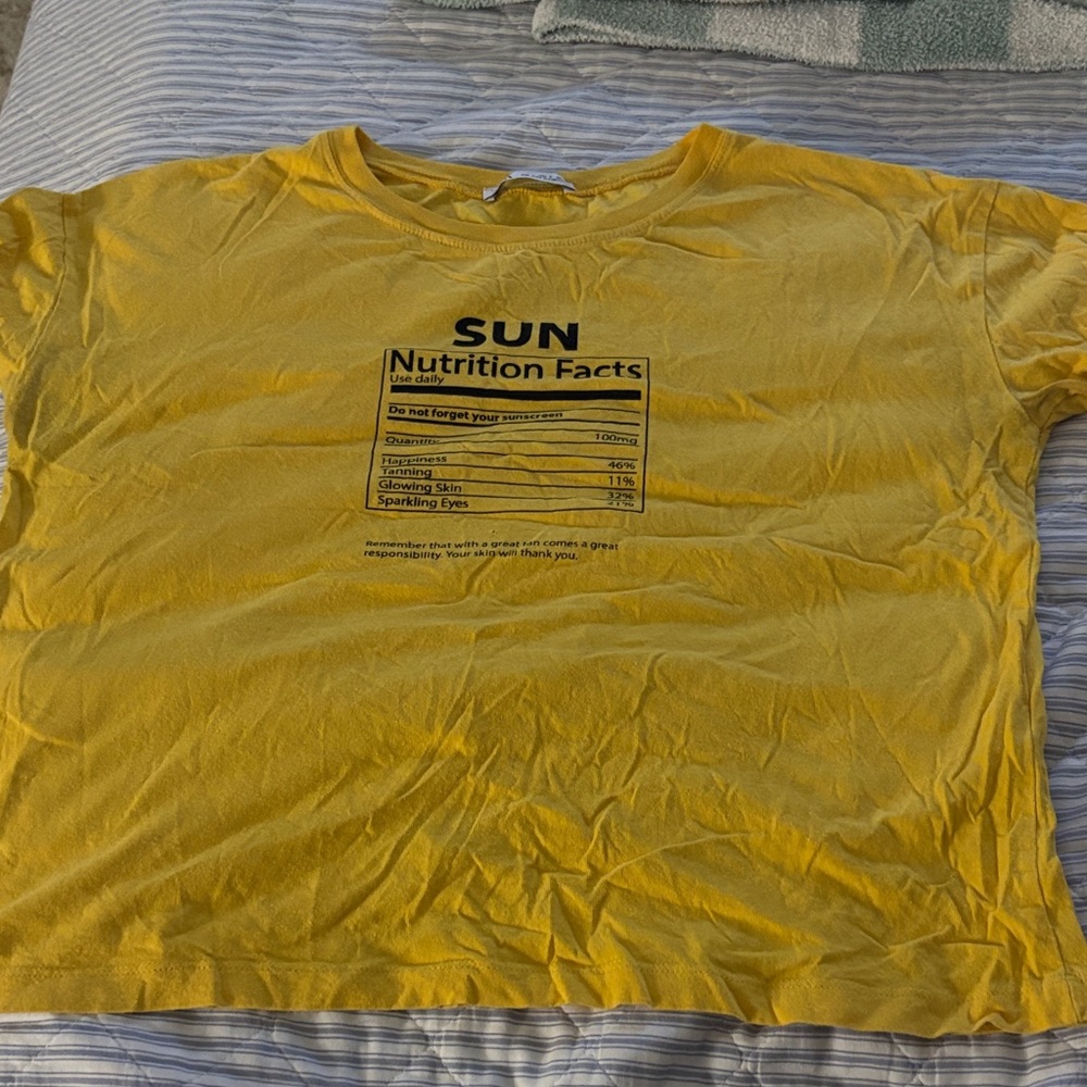 Yellow Graphic Tee with Sun Nutrition Facts